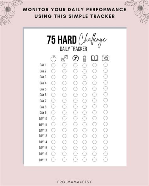 75 day hard challenge checklist - May 14, 2021 - Signup below to receive your free printable fitness journal. We won't spam and you can unsubscribe anytime! What's included: 32 pages in total Fitness journal cover Goal setting Measurement tracker 12-month fitness calendar 12-month habit builder and tracker 75-day hard challenge tracker Daily planner Results Notes OFF…